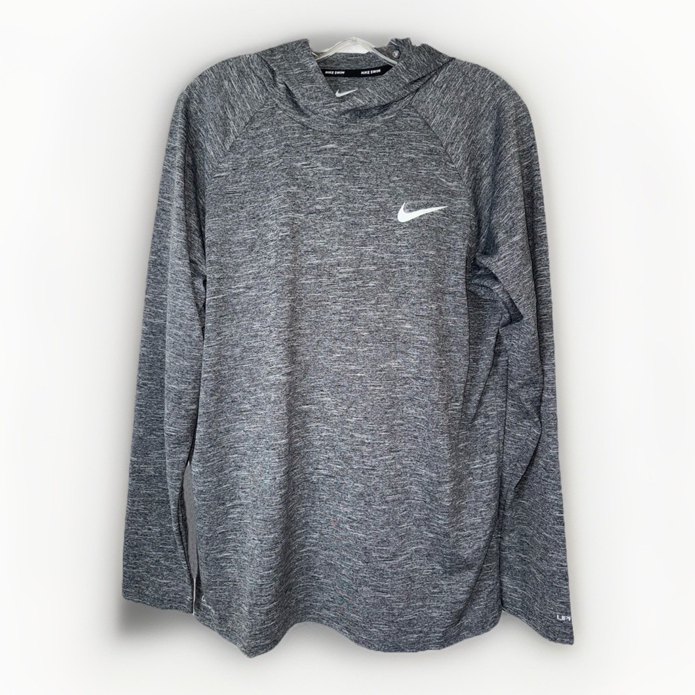 NWT Nike Swim Hydroguard Hoodie UPF 40 Dri-FIT Gray Mens M Hooded Long Sleeve